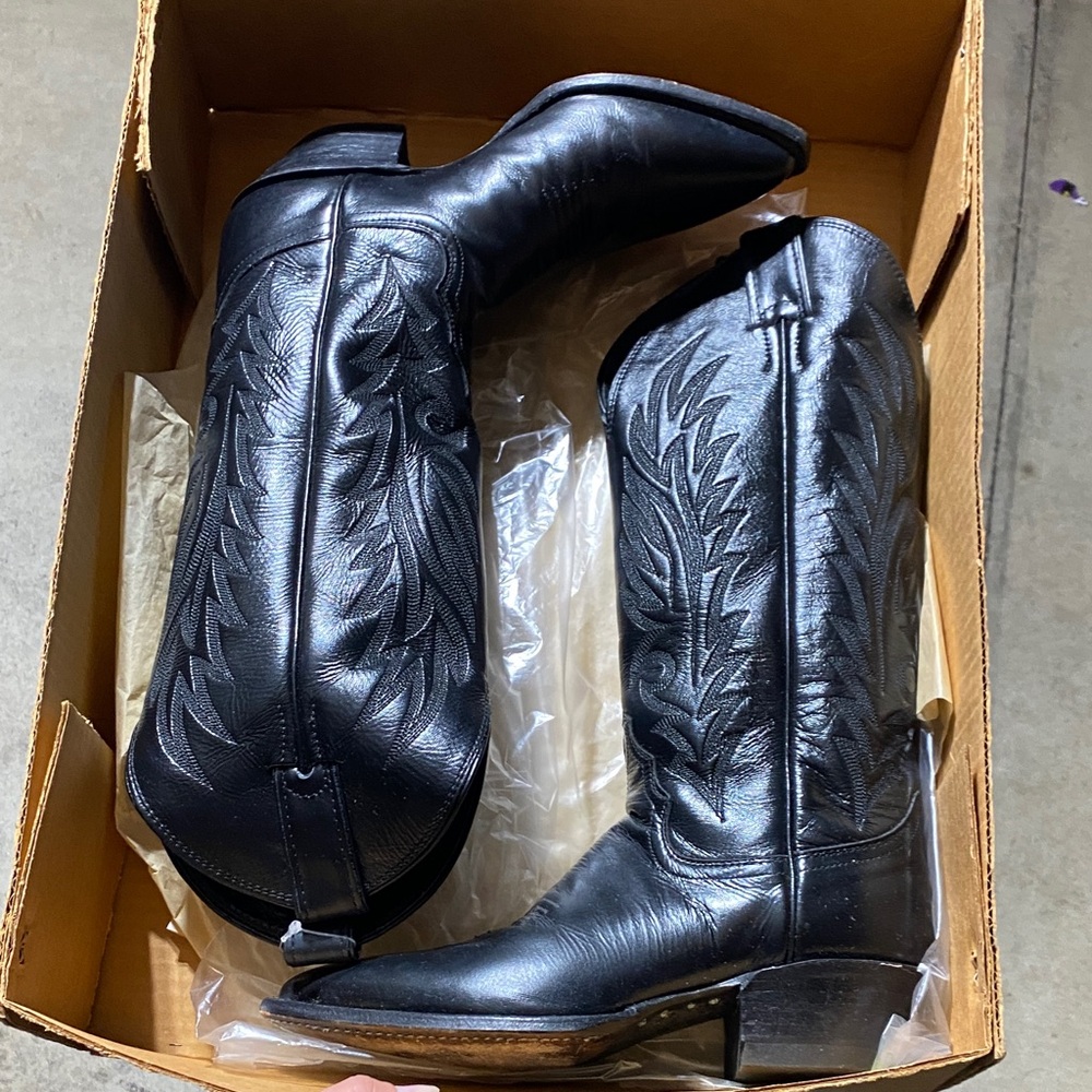 Black Leather Western Boots